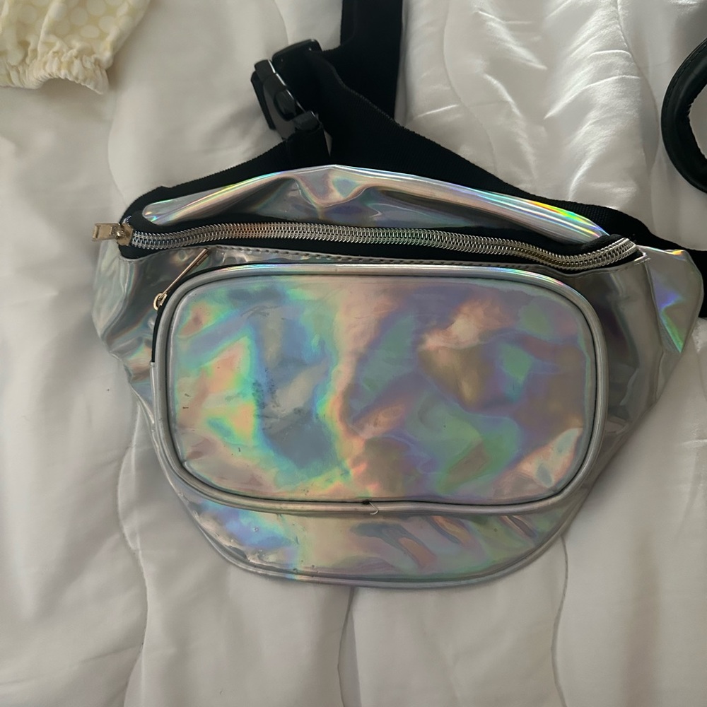 Holographic Silver Belt Bag